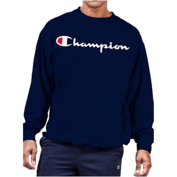 champion script hoodie navy